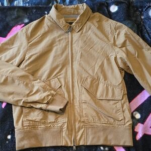 Tan Lightweight Bomber Jacket with Ribbed Details